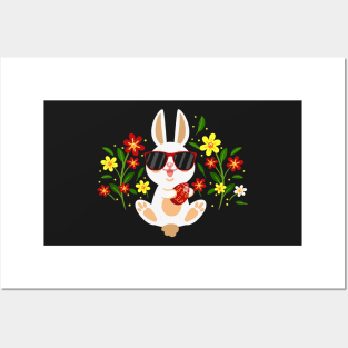 Floral Ester Bunny with glasses Posters and Art